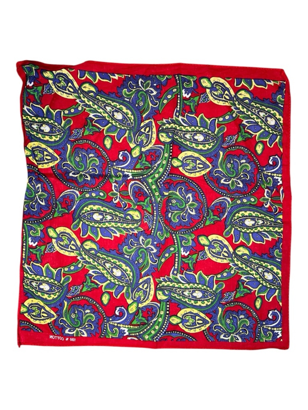 Vibrant Red Paisley Cotton Pocket Square